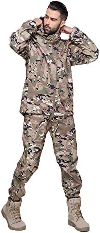 Spring fever Men's Waterproof Softshell Jacket Tactical Hooded Coat CP XL