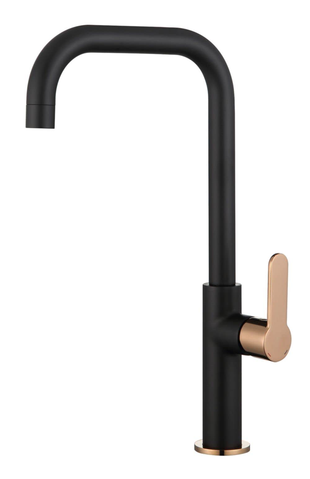 Edouard Rousseau - Kanban Sink Mixer - PVD Handle and Base, Quick Clamping Nut - 377 (Height) x 189 (Projection) mm - Black/Pink Gold