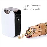 Electric Pencil Sharpener Baterry Operated and USB-powered Automatic Suitable for Standard Wooden Pencils With One Extra Replacement Sharpener Core (White pencil shapener)
