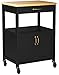 Catskill Craftsmen Kitchen Trolley, Black Base/Natural Top