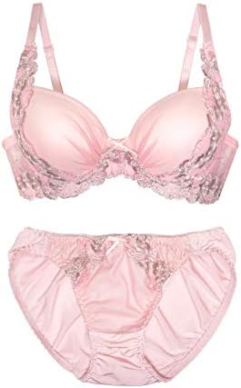 Moca Bunny ピンク B65 レディース ブラ ブラジャー ショーツ 上下 セット レース 3 4 カップ 刺繍 女性 女性下着 脇肉 脇高 花柄 勝負 下着 可愛い ブラショーツセット ブラショーツ 小柄な大人の 極盛 下着用 わき肉 脇寄せ ブラパン まる盛り