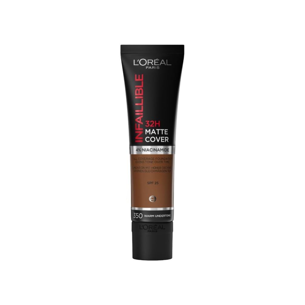 L'Oreal Paris Cover Liquid Foundation, With 4% Niacinamide, Long Lasting, Natural Finish, Available in 20 Shades, SPF 25, Infallible 32H Matte Cover, Shade 350, 30ml — image 1