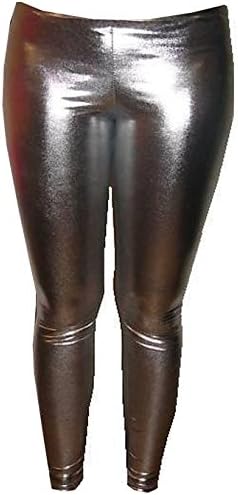 Silver Metallic Wet Look Shiny Leggings Night Made in England X/l