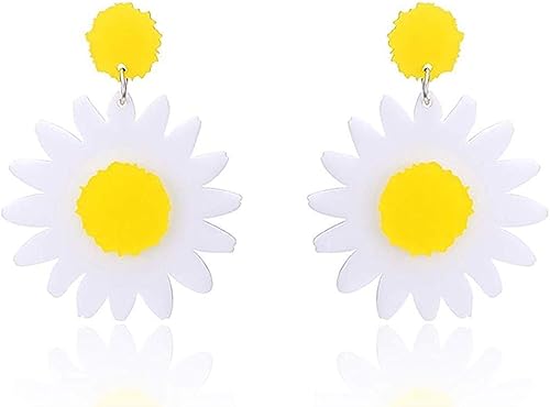 Amazon デイジー日の花のブラブライヤリングパーティ女性のアクセサリー Color White Yellow イヤリング 通販