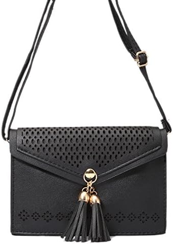 Phone Case for Iphone7 plus/Iphone7/Samsung S7 /Huawei ,Shine Wing hollow out flower Design PU Leather 6.3 inch Classic Crossbody Bag (Black)