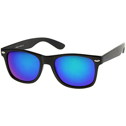 zeroUV - Classic Colored Mirror Lens Square Horn Rimmed Sunglasses for Men Women