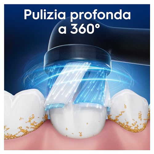 Testine di Ricambio iO Series Ultimate Clean Nere per Spazzolino Elettrico Oral B, 6 Testine Rotonde Autentiche, con setole CrissCross per rimuovere la placca