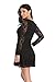 Argstar Women's Scoop Neck Sheer Long Sleeves Floral Lace Dress Black