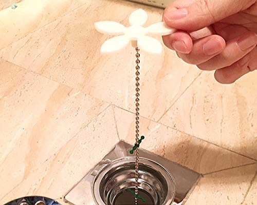 ACE SELECT Flower Shape Drain Hair Catcher Bathroom Chain Hook Strainer Set of 5 Hair Trap for Bathtub Kitchen - Thumbnail 2