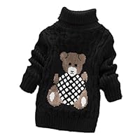 Nine Minow Kids Bear Turtleneck Sweater Boys Girls Knit Sweater (Black, 4T)