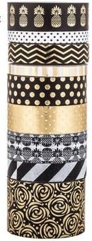 Washi Tape - Black &amp; Gold Pineapple Prints - 8 Spools