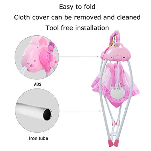 CBBAY Electric Cradle for Baby ,Automatic Baby Basket Electric Rocking Multi-Function Baby Swing Cradle Bed with Music (Pink) - Thumbnail 3
