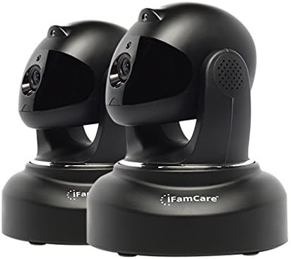 iFamCare Helmet 1080P Full HD Wi-Fi Digital Home Video Monitor For iPhone &amp; Android with Air Sensor, Night Vision, Built-In Laser, Black, Bundle of 2