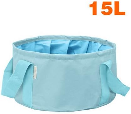 15L Portable Outdoor Folding Water Bag Wash Basin Bucket for Camping Hiking Travelling Fishing Washing (blue)