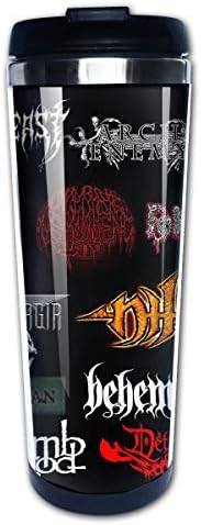 Lojaon Coffee Cup Tumbler Mug 304 Stainless Steel Liner,Metal Bands Print Travel Mug 400 Ml Water Bottles Portable Thermos Vacuum Flask