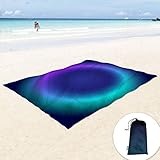 Sunlit Silky Soft Sandfree Beach Blanket Sand Proof Mat with Corner Pockets and Mesh Bag 6′ x 7′ for Beach Party, Travel, Camping and Outdoor Music Festival