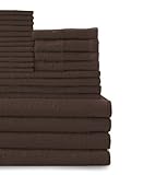 Baltic Linen Company Multi Count 100-Percent Cotton Complete 24-Piece Towel Set, Chocolate