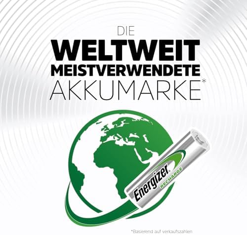Recharge Universal - AA Akkus (4 Stück) - 1300 mAh NiMH Batterien - Bis zu 5 Jahre nutzbare Batterielebensdauer - Bis zu 1000 mal wiederaufladbar - 100% plastikfreie Recycelbar Verpackung