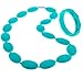 Beabies Teething Necklace for Mom to Wear and Bracelet/Bangle - Smart Baby Shower Gifts - Breastfeeding Silicone Teether Beads Provide Soothing Pain Relief (Turquoise/Teal)