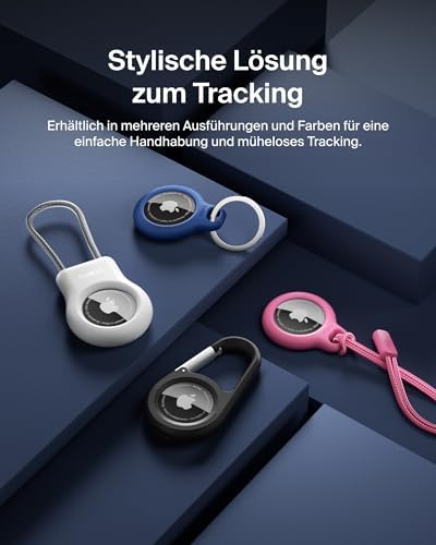 AirTag Hülle mit Schlaufe (Secure Holder Schutzhülle für Air Tag, Accessoire mit Kratzschutz) – Weiß, Etikett nicht enthalten