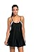 Lucklovell Sexy Women Flowing Swim Dress Layered 1pc Tankini Top ((US 12-14)L, Black)
