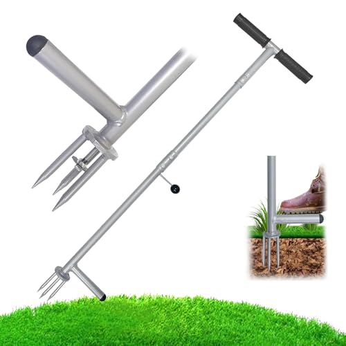 LEHDE Heavy Duty Stand Up Weed Puller Tool - 38” Long Handle 3-Claw Weeder, No Bending Weed Remover for Garden & Lawn with Easy Eject Mechanism