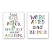 CHDITB Unframed Watercolor Inspirational Quote Art Print, Creative Work Hard Wall Art Poster, Set of 2（8