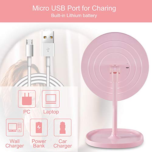 LED Makeup Mirror, Sailstar 4000K Makeup Mirror with Lights, Touch Screen Dimming, 1X/10X Magnification, 180 Degree Rotation, Support USB Charging, Detachable Portable Mirror - Thumbnail 4