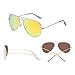 Retro Polarized Aviator Sunglasses Flash Tinted Lens Eyeglasses for Women Men UV400 (Gold Alloy / Polarized Yellow)