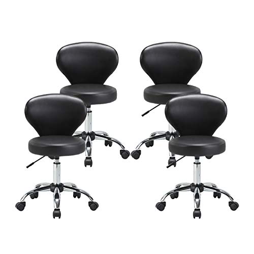 KLASIKA Rolling Swivel Salon Stool Chair with Back Support Adjustable Hydraulic for Office Massage Facial Spa Medical Drafting Tattoo Beauty Barber 4 Pack
