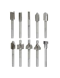 Yakamoz - Juego de brocas de fresado de carburo con revestimiento de titanio, 10 unidades, 1 8 pulgadas, para bricolaje, carpintería, taladro, compatible con herramientas rotativas Dremel