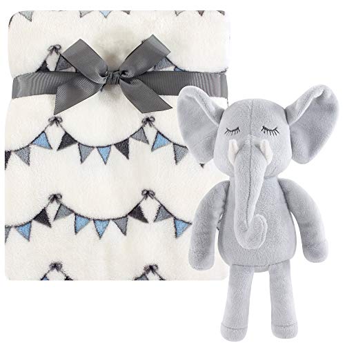 Hudson Baby Unisex Baby Plush Blanket with Toy, Modern Elephant, One Size