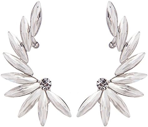 Tinian Jewelry Ear Crawler Earring Climber Ear Cuff Pin Vine Wrap Stud Angel Wings Crystal Rhinestone Clip On Jewelry