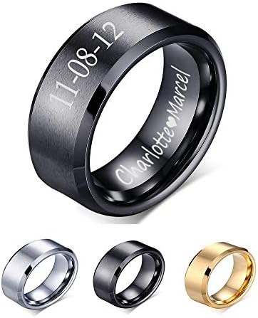 XUANPAI Custom Personalized Tungsten Carbide Brushed Wedding Engagement Promise Rings