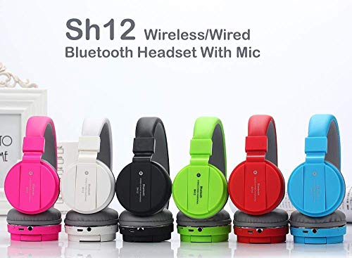 Omniversal SH12 Foldable On-Ear Wireless Stereo Bluetooth Headphones with FM,SD Card Slot for All Smartphone Device (Ass