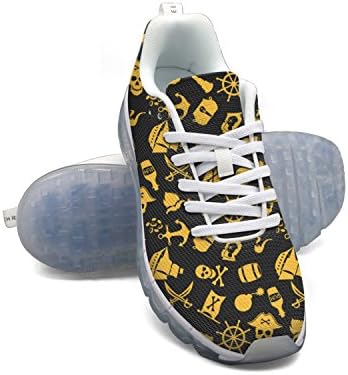djghgpop Man's Cool Black Pirate Skulls Anchor Knife Rudder Telescope Pirate Flag Climbing Air Cushion Running Shoes