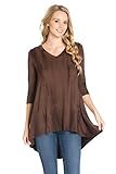 Frumos Womens 3/4 Sleeve Hi-Low Tie Dye Tunic Top Made In USA