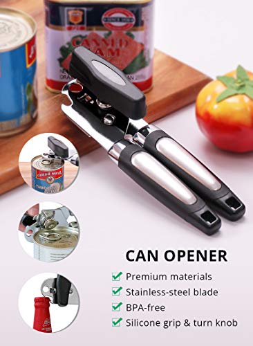 DOVAVA Can Opener, Garlic Press, Peeler,Garlic Peeler,Cleaning Brush Kitchen Accessories Tool Set-5 for Family Cooking Walnut Peanut Ginger