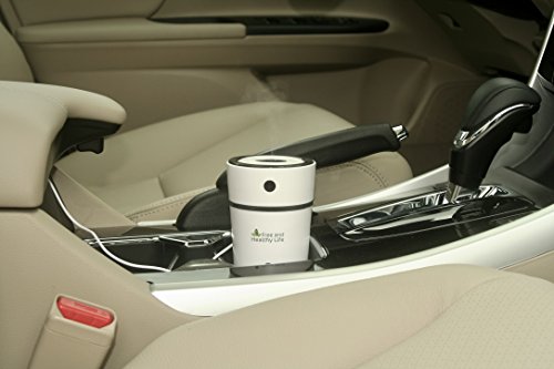 Free and Healthy Life Mini Humidifier Travel Portable Car Small Cool Mist Office Nightstand LED Light Ultrasonic Capacity 300ml - Black Accent