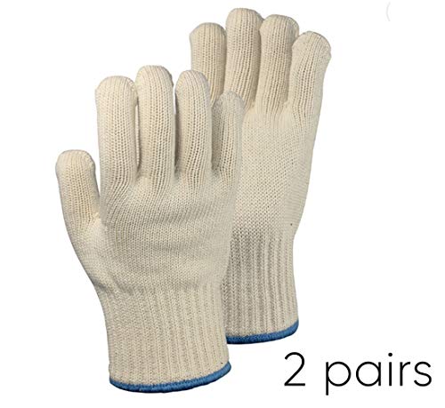2 PAIRS Heat Resistant Gloves Oven Gloves Heat Resistant With Fingers Oven Mitts Kitchen Pot Holders Cotton Gloves Kitchen Gloves Double Oven Mitt Set Gardening Gloves Work Gloves Bulk