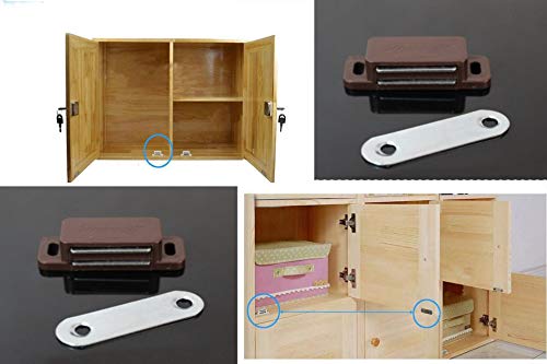 Magnetic Door Catch, Tiberham Heavy Duty Cabinet Magnet Catches, Kitchen Door Latch Furniture Fitting Closet Cupboard Wardrobe Silent Locks Stopper Hardware with Screws (Pack of 15) - Thumbnail 2