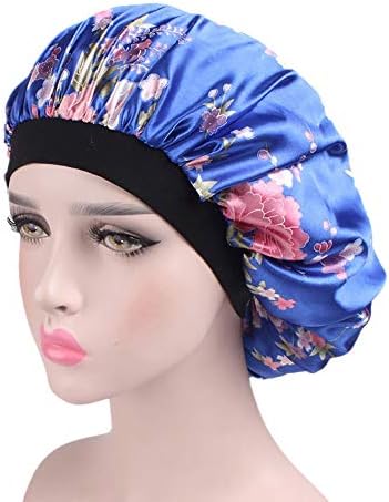 Honhui Soft Satin Sleeping Cap Salon Bonnet-Luxury Wide Band Satin Bonnet Cap Hair Loss Cap