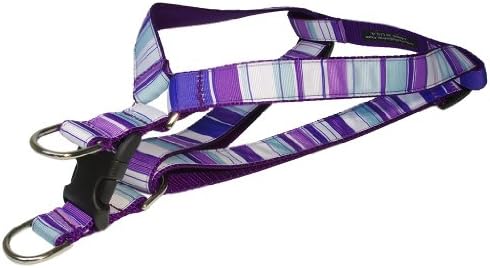 Medium Purple/Multi Stripe Dog Harness: 3/4" Wide, Adjusts 18-24" - Made in USA.