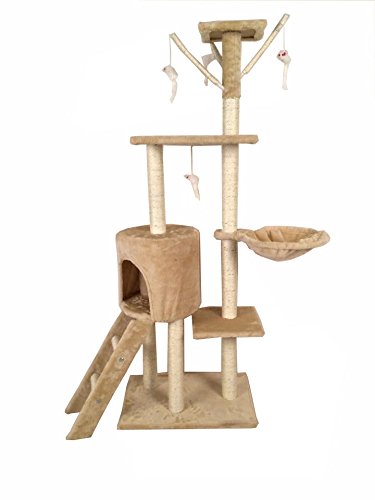 SavingPlus Cat Tree Scratching Post Activity Centre Pet Toy Scratcher (Beige)
