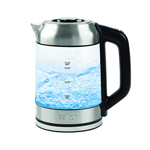 Salton Cordless Electric Glass Variable Temperature Control Kettle, Preset Steep Temperatures with A Salton Cordless Electric Glass Variable Temperature Control Kettle, Preset Steep Temperatures with A