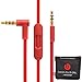 New Version Original Replacement Audio Cable Cord Wire with In-line Microphone and Control + Original OEM Replacement Leather Pouch/Leather Bag for Beats by Dr Dre Headphones Solo/Studio/Pro/Detox/Wireless/Mixr/Executive/Pill (Red) primary