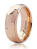 Just Lsy 8mm Tungsten Carbide Rings for Men & Women Wedding Engagement Band 18K Rose Gold Comfort Fit