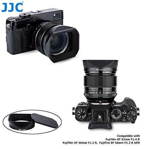 JJC Noir Pare-soleil pour Fujifilm Fujinon XF 23mm F1.4 R, XF 56mm F1.2 R et XF 56mm F1.2 R APD avec Toboggan Motif Casquette – Remplace Fujifilm LH-XF23 - Image 2
