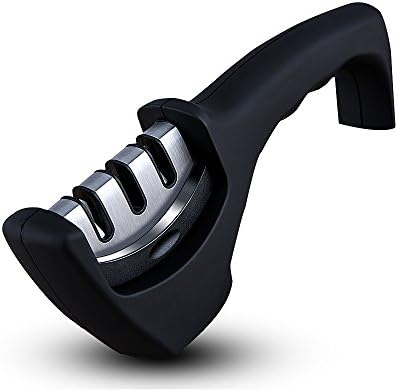 Manual Knife Sharpener, Kuger 3 Stage Sharpening System for Kitchen Knives Black
