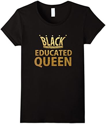 Women's Black Educated Queen T-shirt - Natural Queen tshirt Medium Black